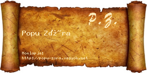 Popu Zóra névjegykártya